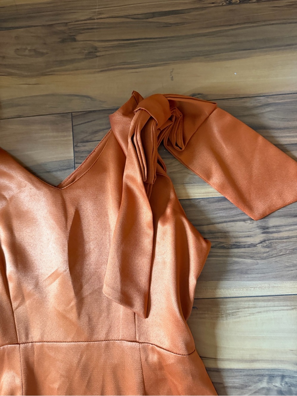 Satin Tie-Shoulder Strap in Burnt Orange Maxi Dress - Picture 3 of 9
